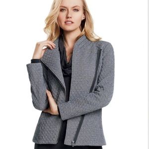 CABI #3025 Quilted Moto Herringbone Zip Jacket Black Sz XS